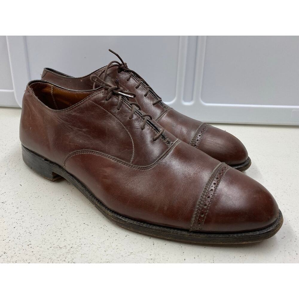 Men Alden New England USA brown leather Oxford lace-up dress shoes 10.5 D/EE